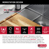 Lavabo de cocina tipo estación de trabajo con dos receptáculos de acero inoxidable calibre 16 de 33" de montaje superior encastrado, con reborde WorkFlow™ y accesorios