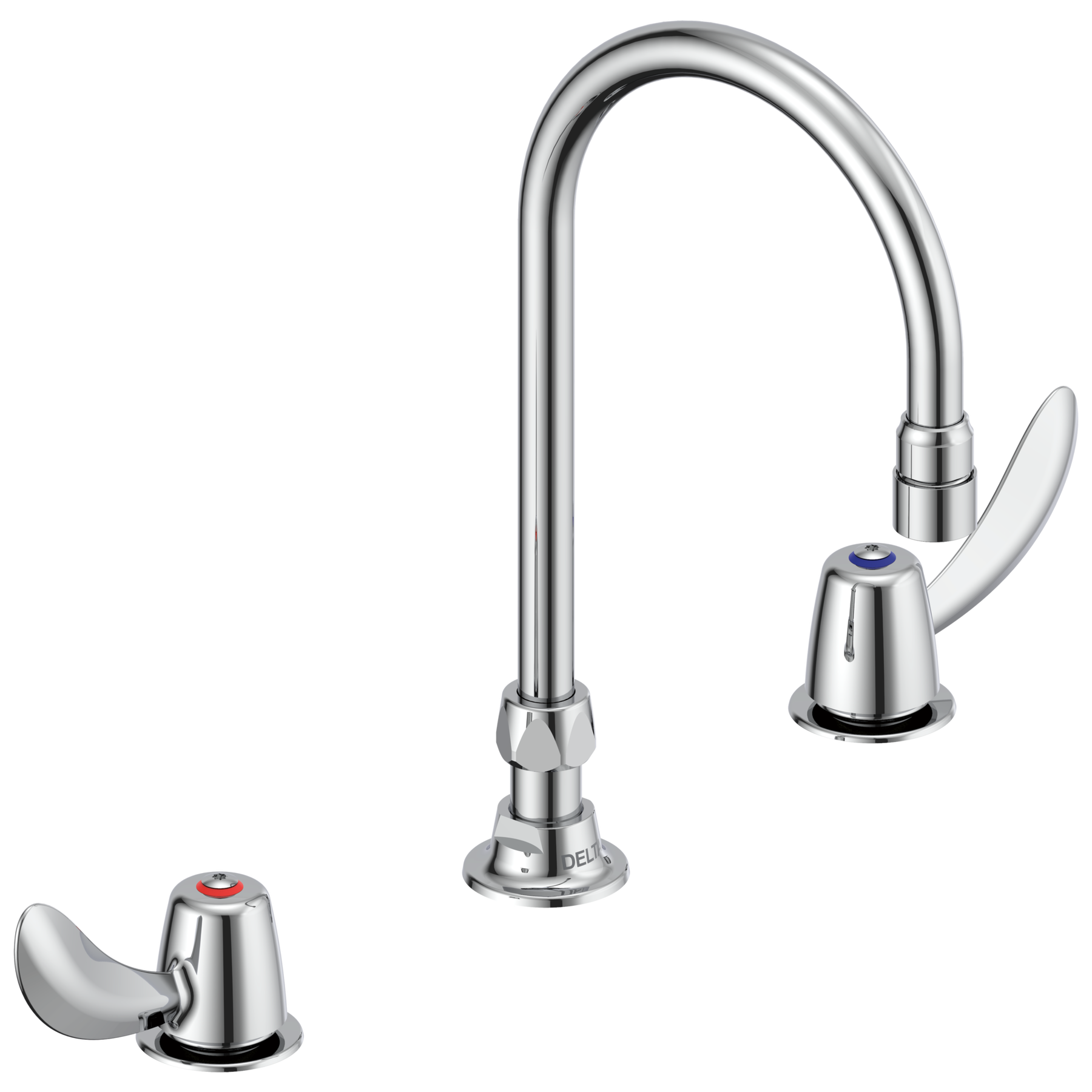 Llave para baño independiente de dos manijas con tubo de salida tipo cuello de ganso - Sin desagüe emergente