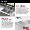 Lavabo de cocina tipo estación de trabajo con dos receptáculos de acero inoxidable calibre 16 de 33" de montaje superior encastrado, con reborde WorkFlow™ y accesorios
