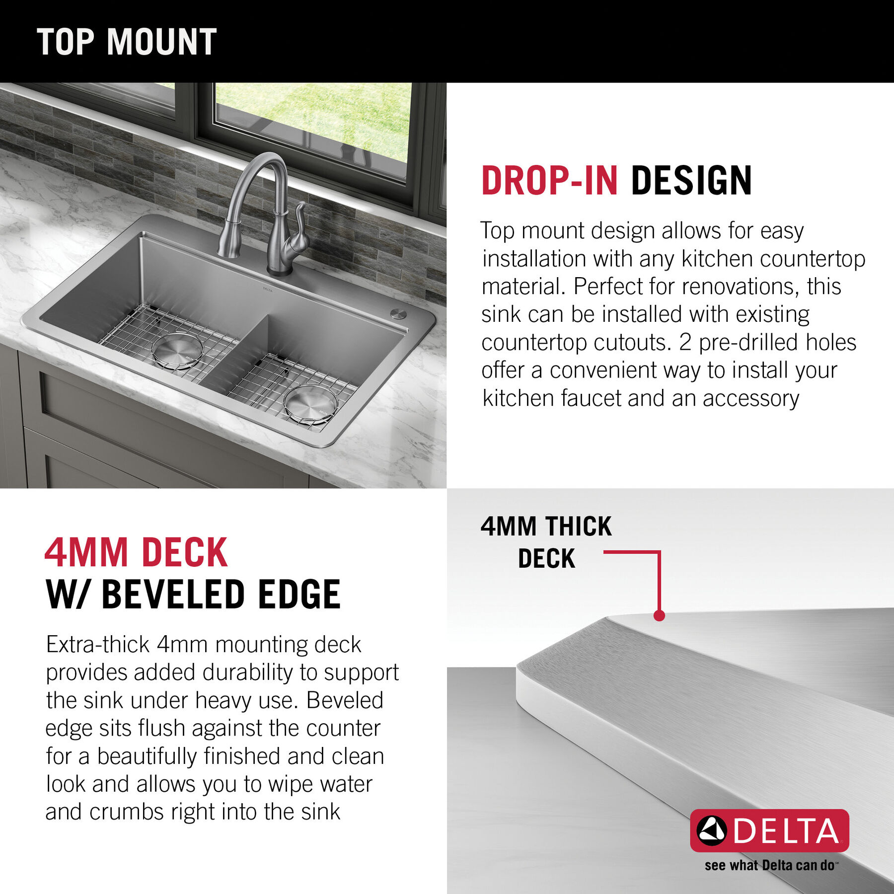 Lavabo de cocina tipo estación de trabajo con dos receptáculos de acero inoxidable calibre 16 de 33" de montaje superior encastrado, con reborde WorkFlow™ y accesorios, imagen 15