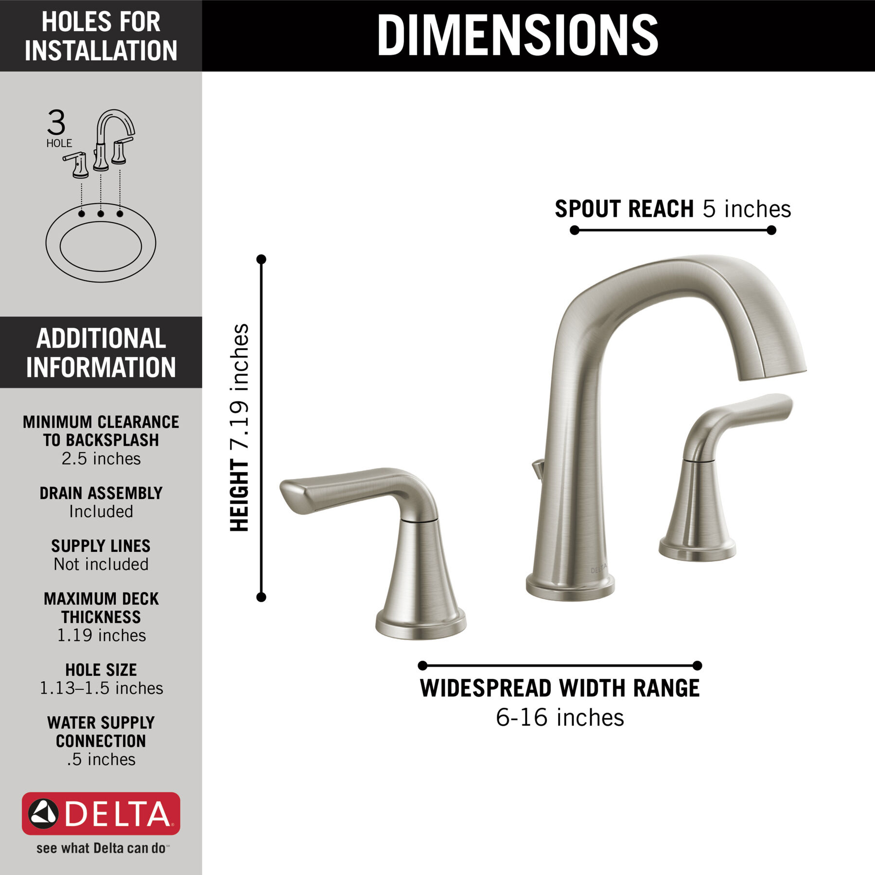 Llave para baño de extensión con dos manijas, imagen 1