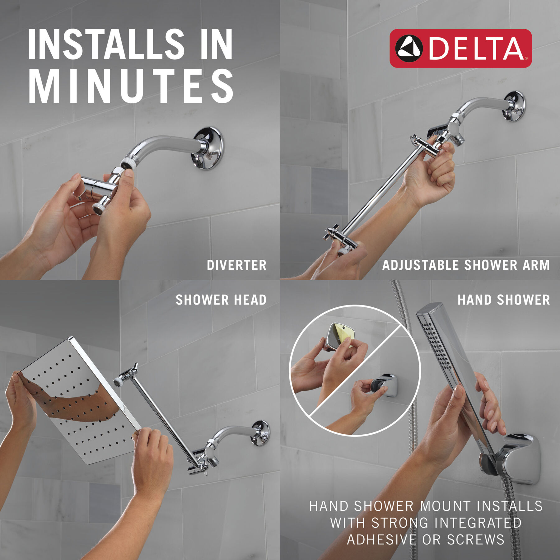 10 inch Raincan Shower Head & Hand Held Combo with Adjustable Extension Arm, image 10