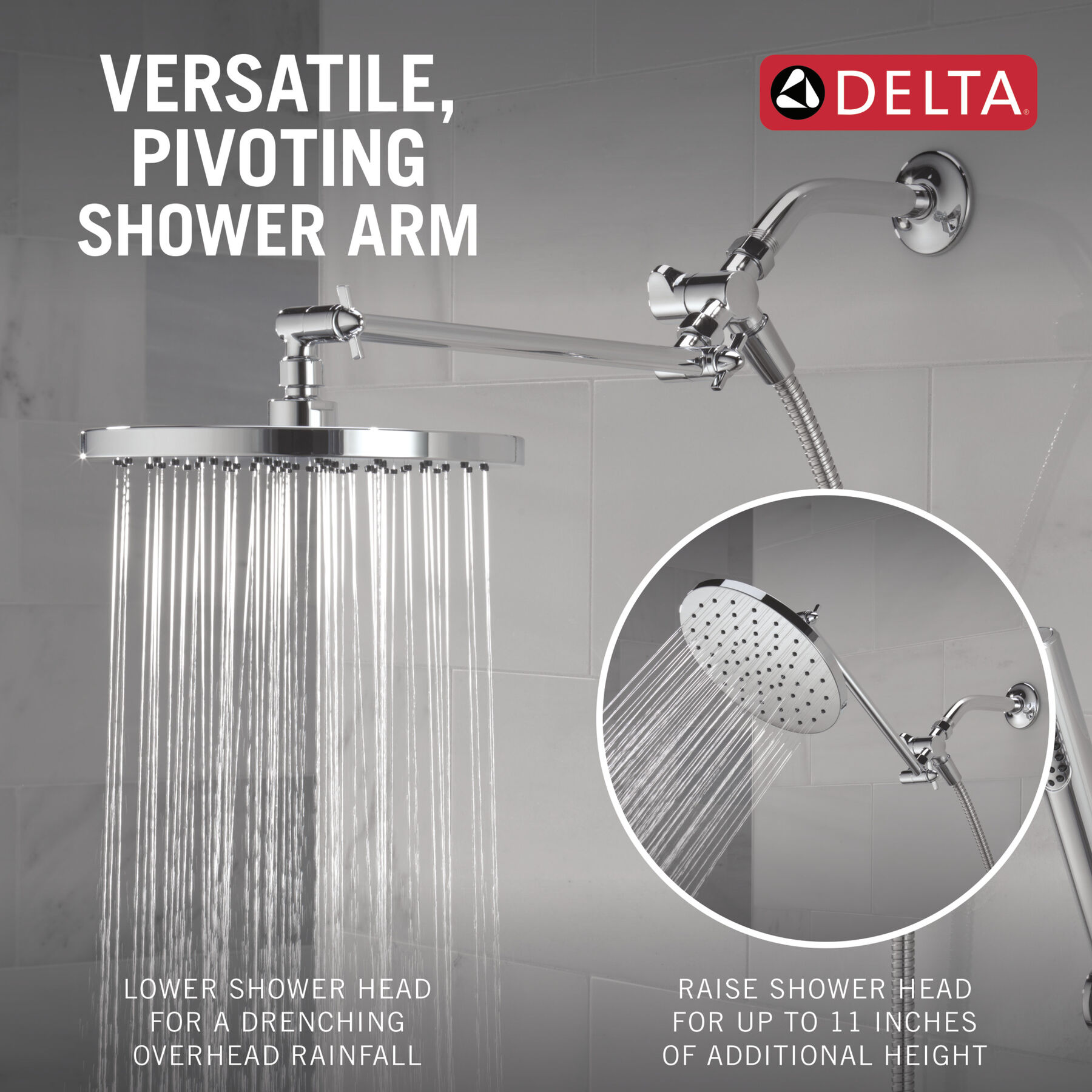Adjustable Raincan Shower Head with Hand Shower, image 4