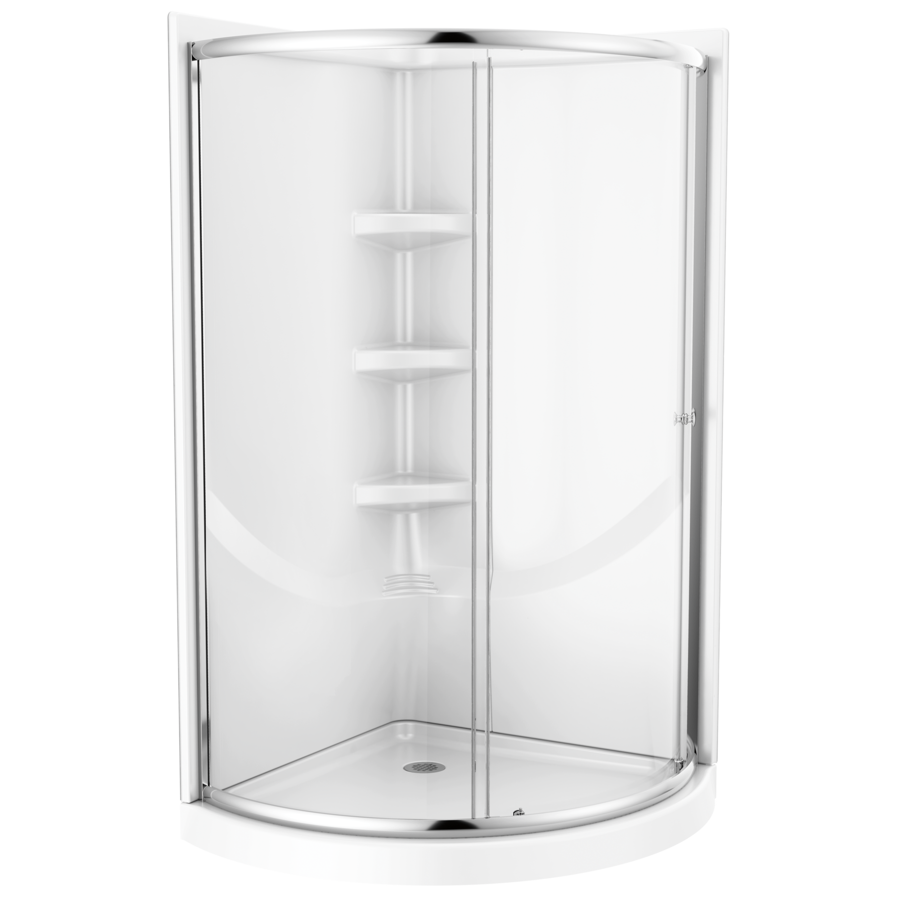 38x38 Corner Shower Bundle with Door - Framed Round with Direct-to-Stud Wall Set