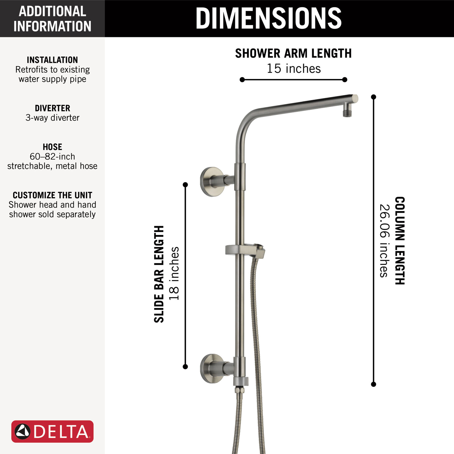 Columna de ducha redonda de 18" (producto recertificado), imagen 1