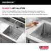 Lavabo de cocina tipo estación de trabajo con un receptáculo de acero inoxidable calibre 16 de 23" de montaje bajo encimera, con reborde WorkFlow™ y accesorios