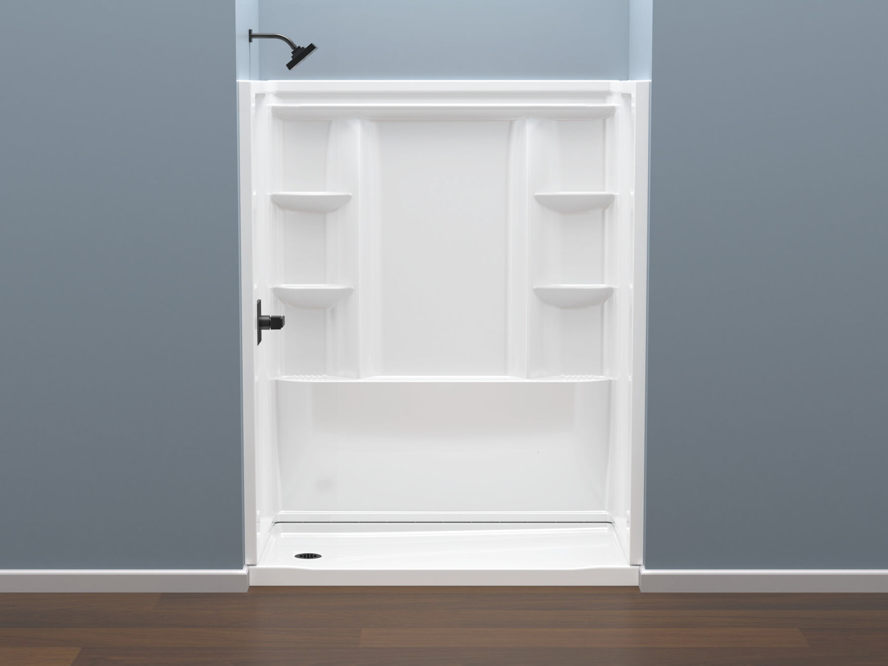 60x32 Alcove Shower Bundle with Trim and Drain - Left Drain, image 3