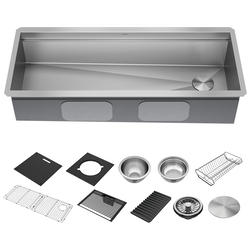 45” Workstation Undermount Single Bowl 16 Gauge Stainless Steel Kitchen Sink with 2-Tier WorkFlow™ Ledge and Accessories