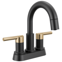 Two Handle Centerset Pull-Down Bathroom Faucet in Matte Black / Champagne Bronze