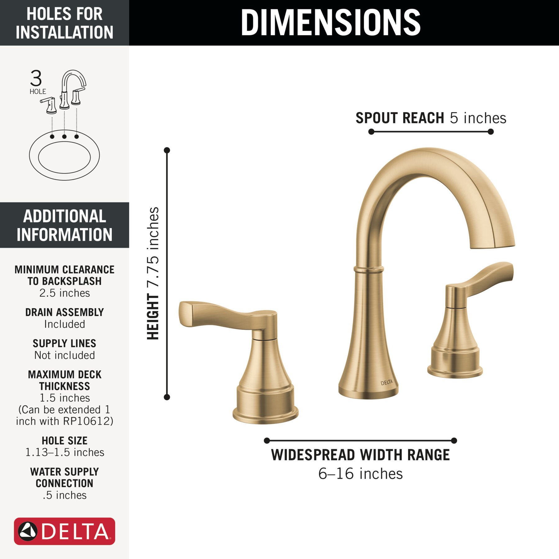 Llave para baño de extensión con dos manijas, imagen 1