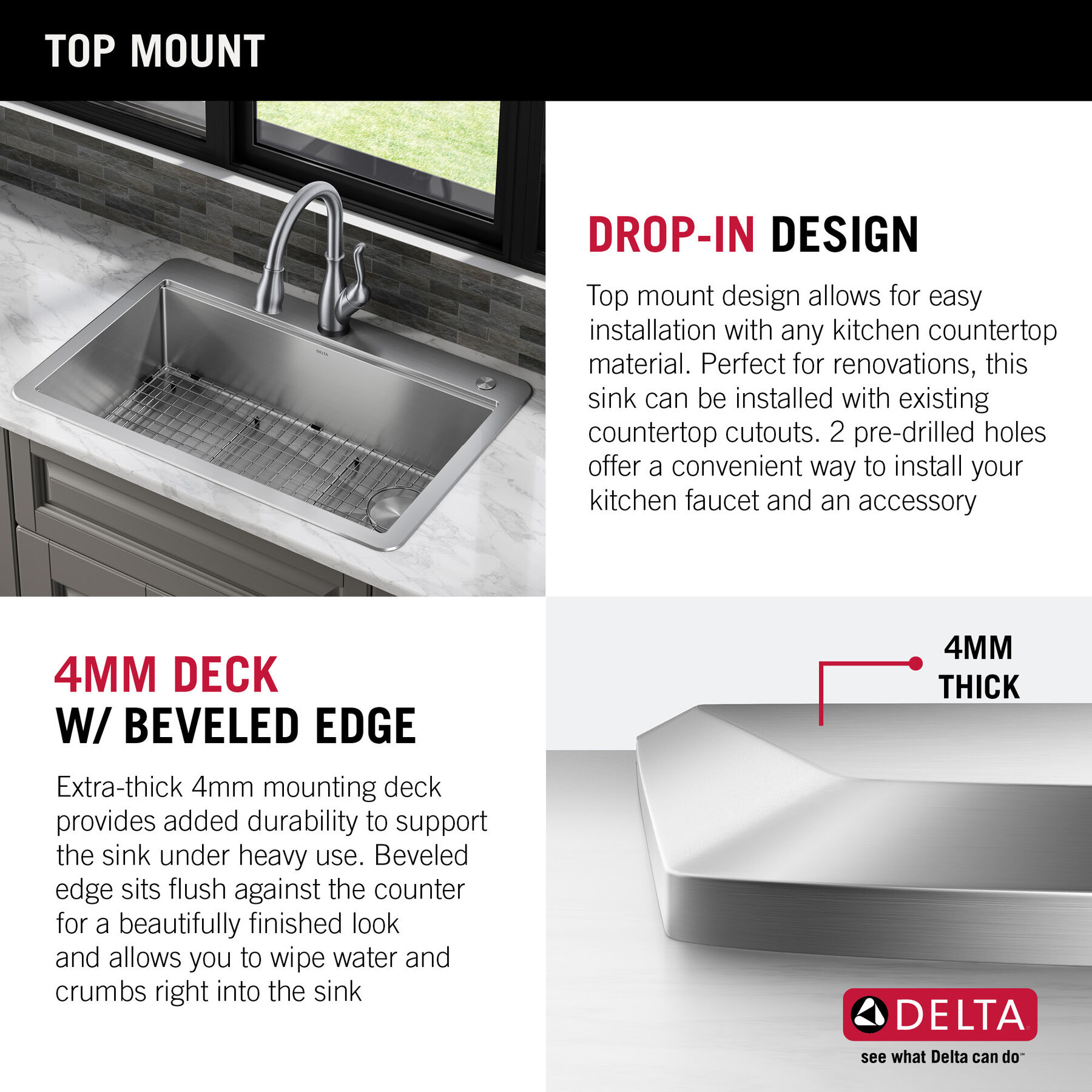 Lavabo de cocina tipo estación de trabajo con un receptáculo de acero inoxidable de 30" de montaje superior encastrado, con reborde WorkFlow™ y accesorios, imagen 12
