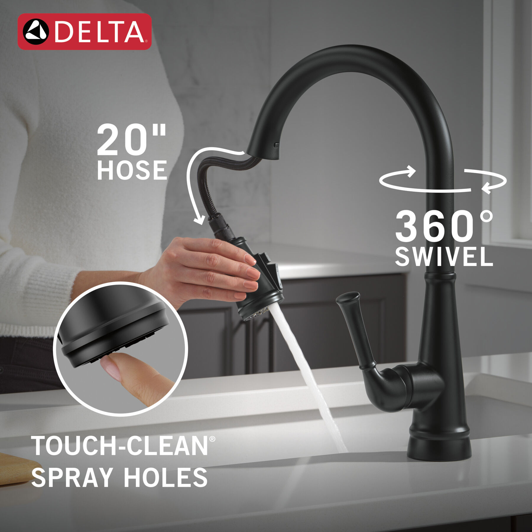 Single Handle Kitchen Pull-Down Faucet w/ Soap Dispenser, image 6