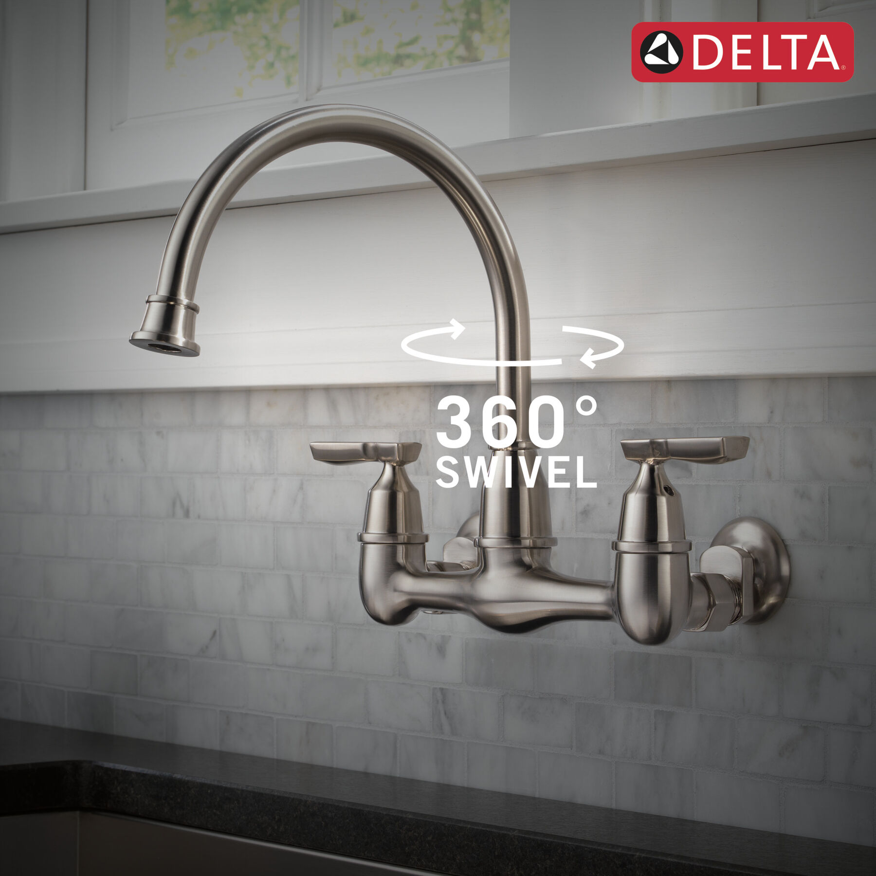 Llave para cocina con dos manijas para montaje en pared, imagen 1
