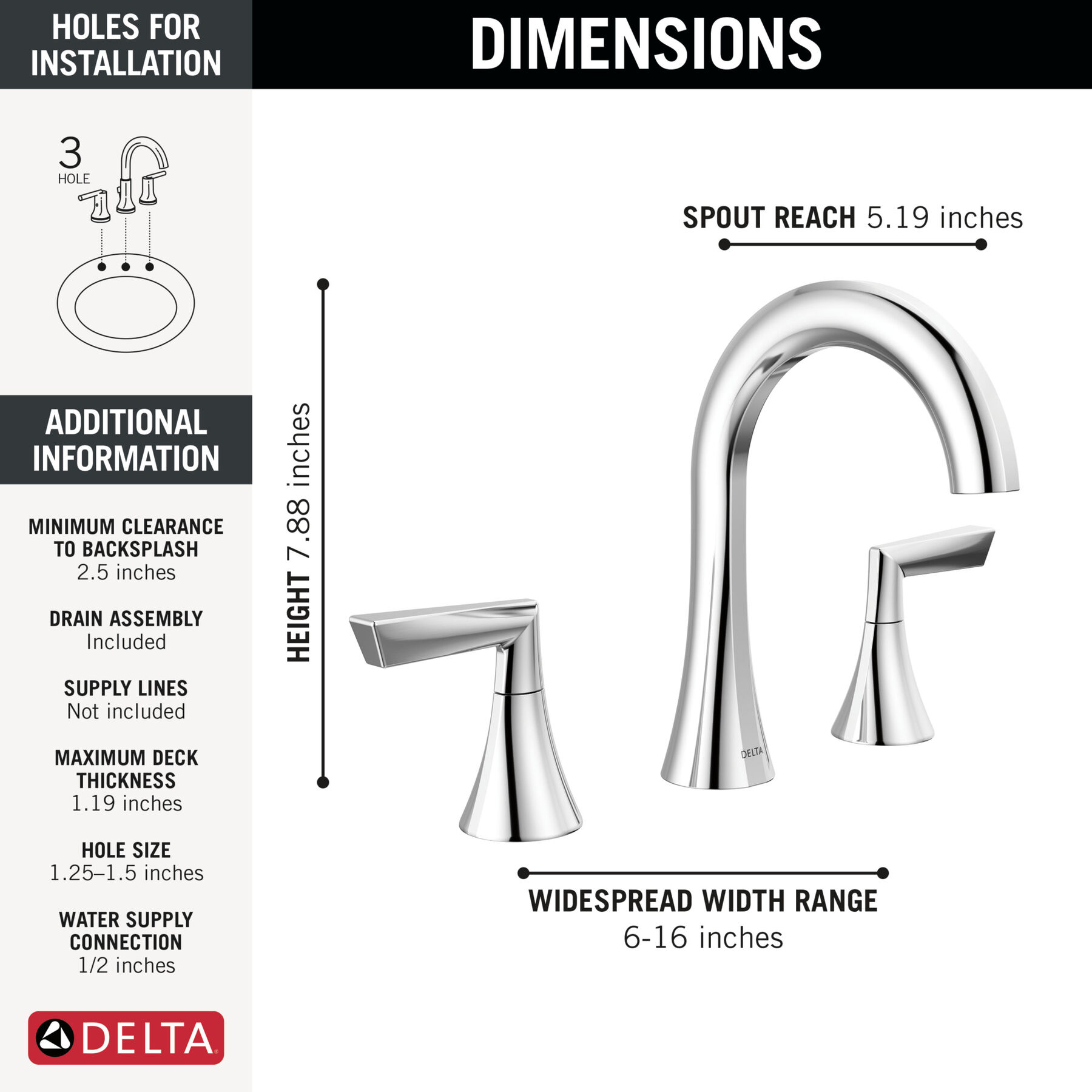 Llave para baño de extensión con dos manijas, imagen 1