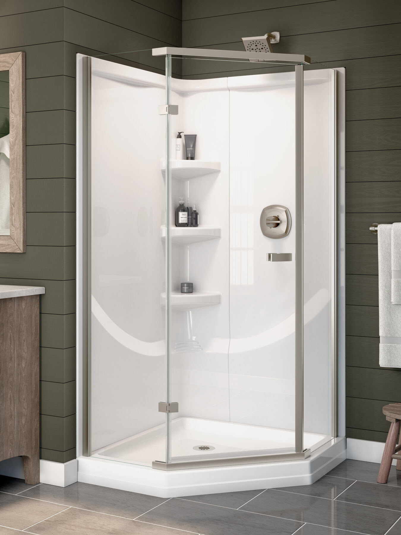 Shower Base with Wall and Enclosure Bundle, image 1