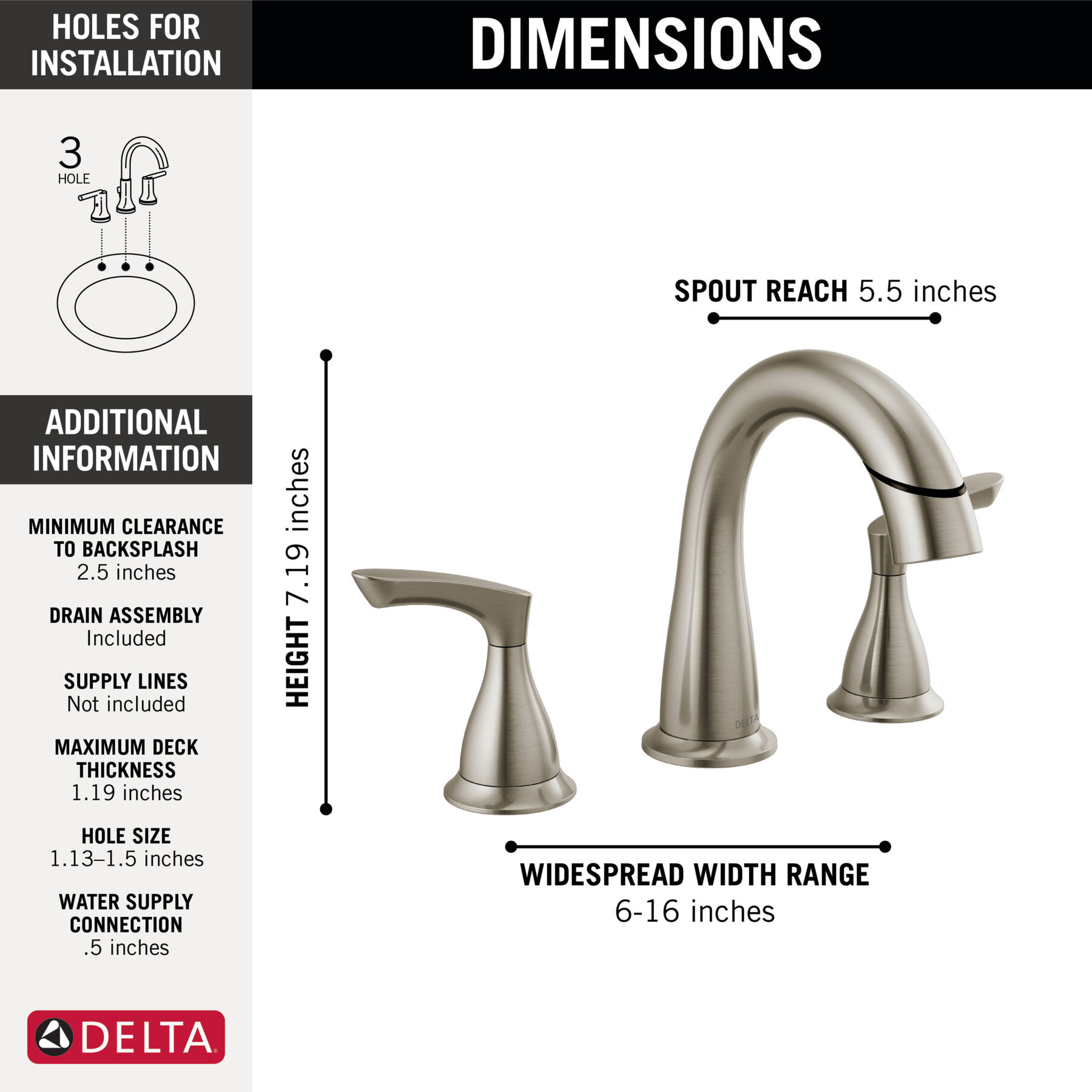 Llave para baño extensible independiente de dos manijas, imagen 1