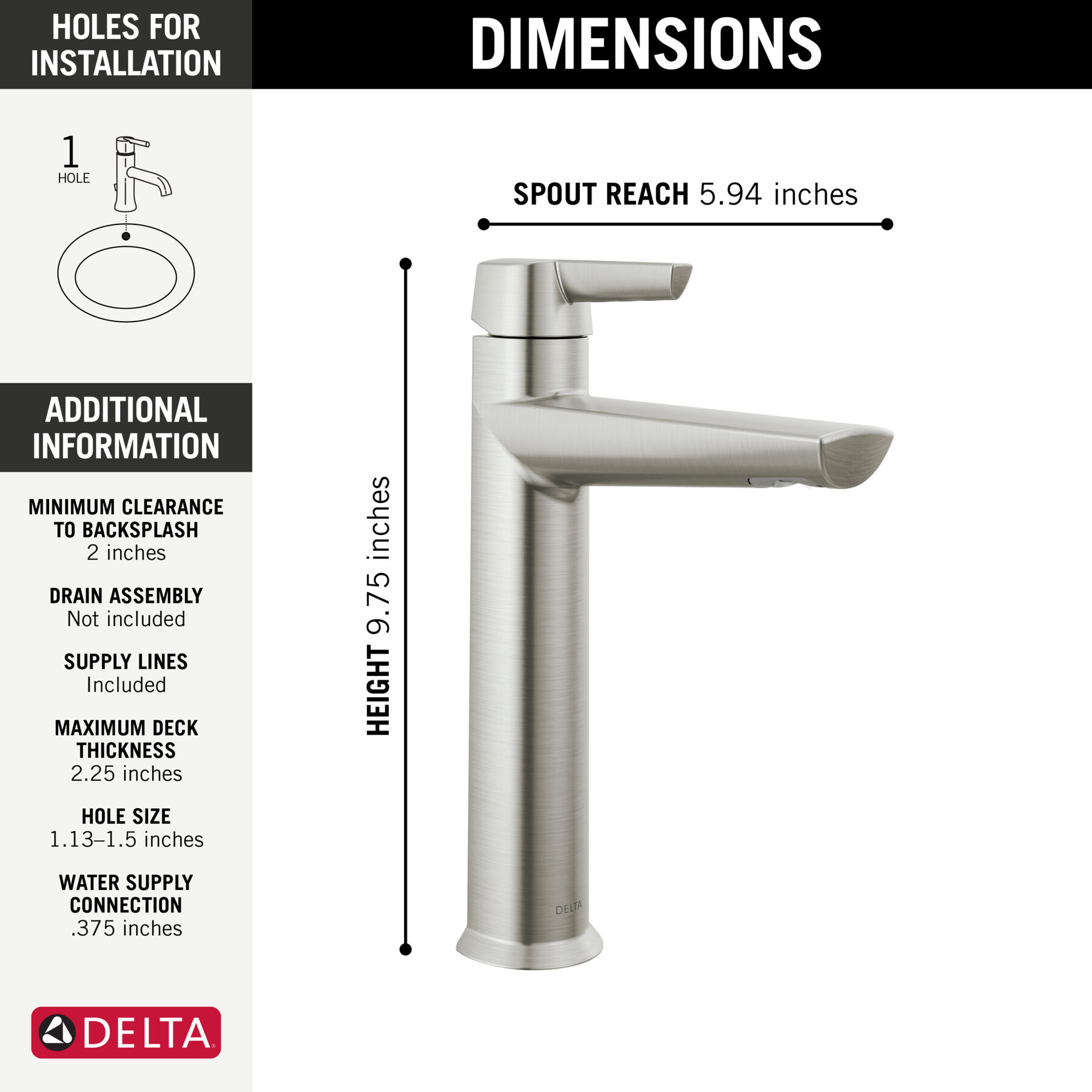 Llave para baño monomando de altura media, imagen 1