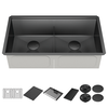 Lavabo de cocina tipo estación de trabajo con dos receptáculos calibre 16 de 33" de montaje bajo encimera, con reborde WorkFlow™ y accesorios