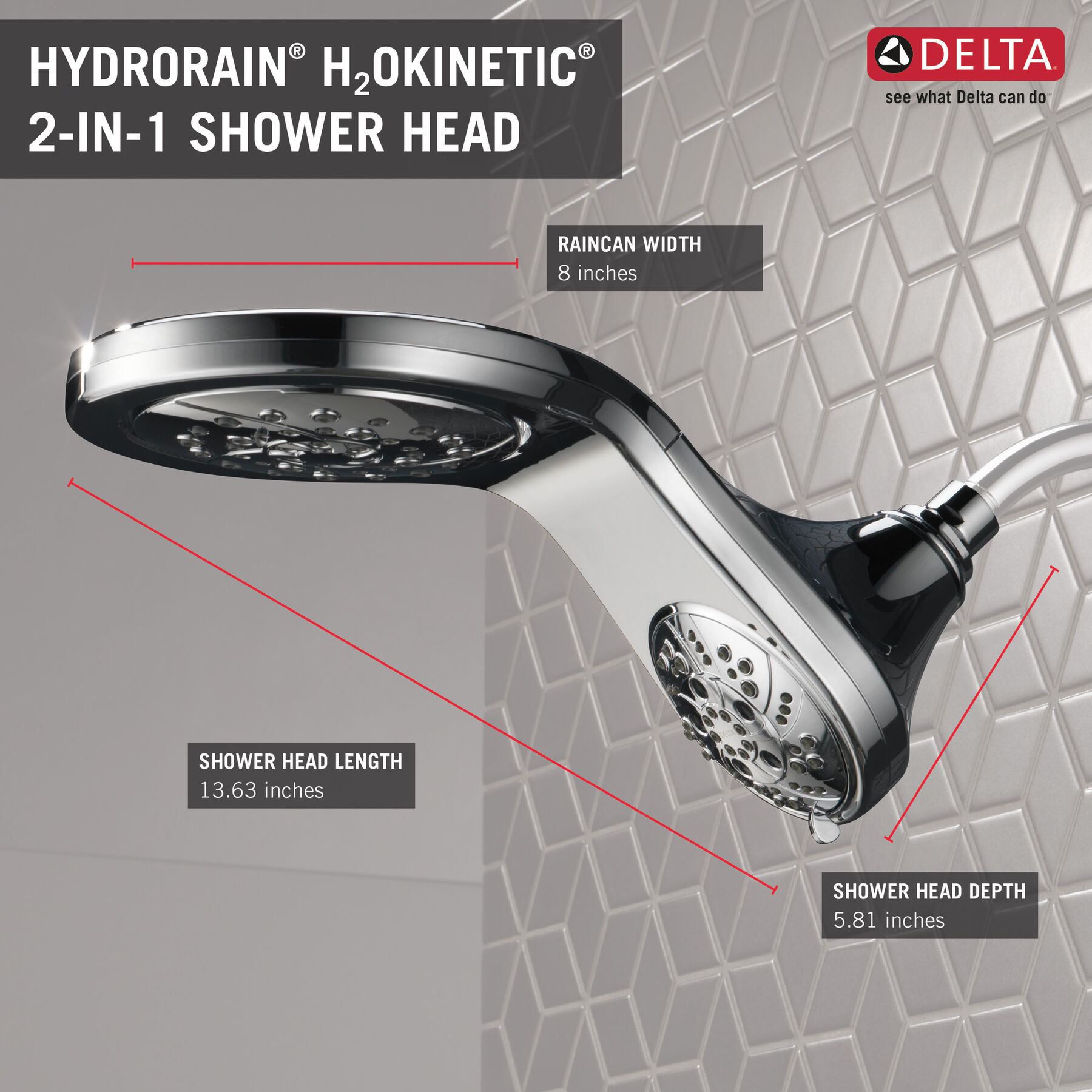 Ducha dos en uno H<sub>2</sub>Okinetic® HydroRain® In2ition® de 5 funciones, imagen 27