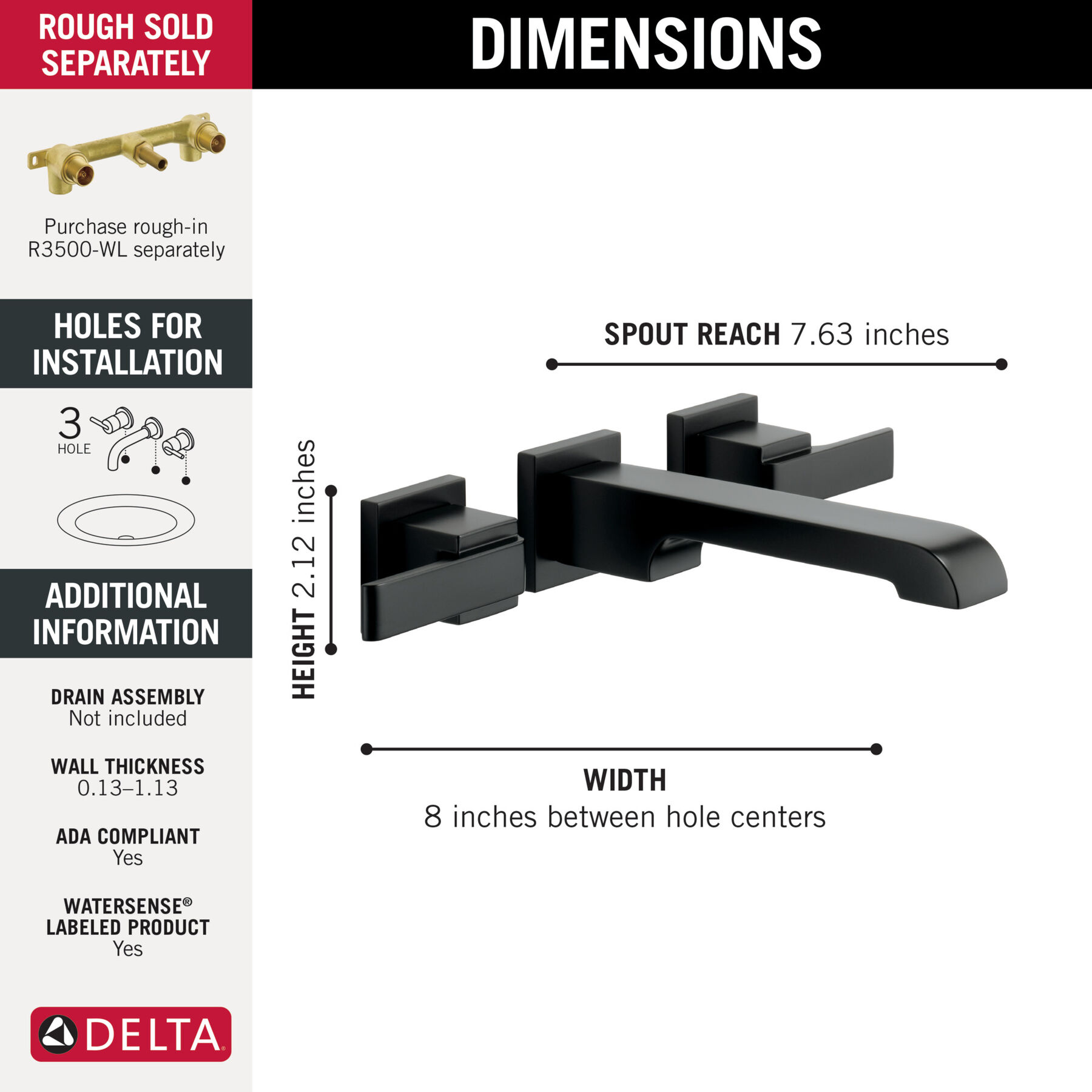 Accesorios de llave para baño 2L de montaje en pared (producto recertificado), imagen 1