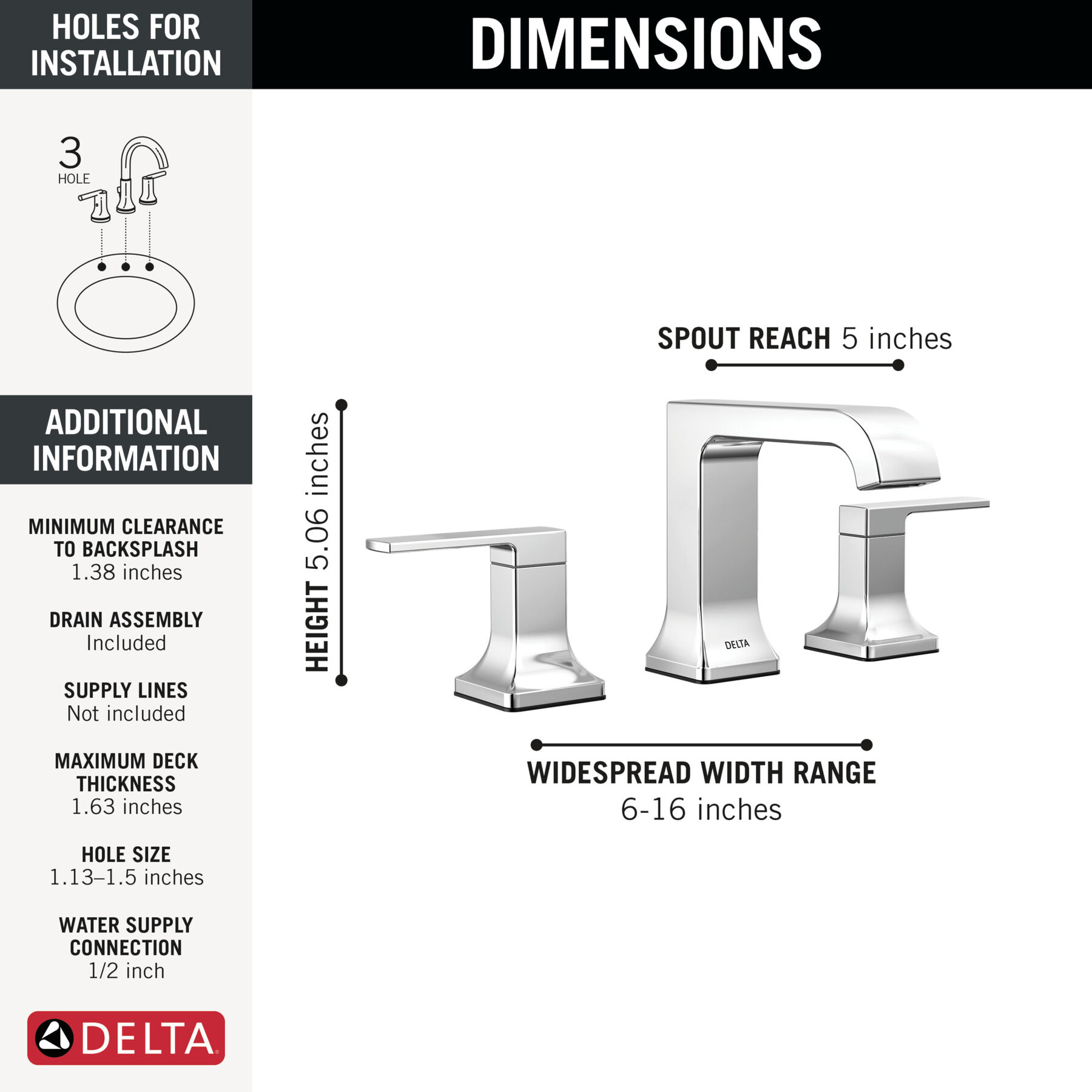 Llave para baño de extensión con dos manijas, imagen 1