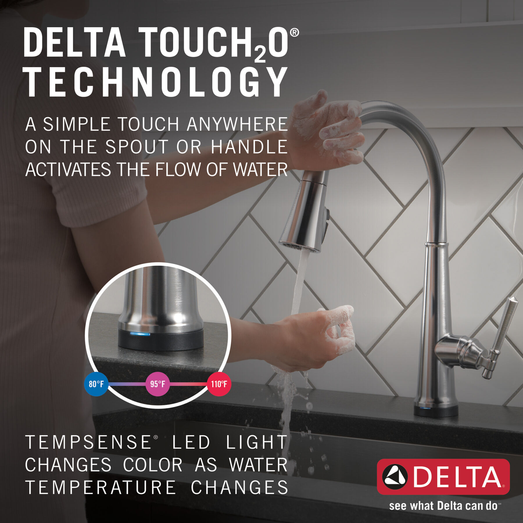 Llave para cocina monomando extensible con tecnología Touch<sub>2</sub>O®, imagen 18