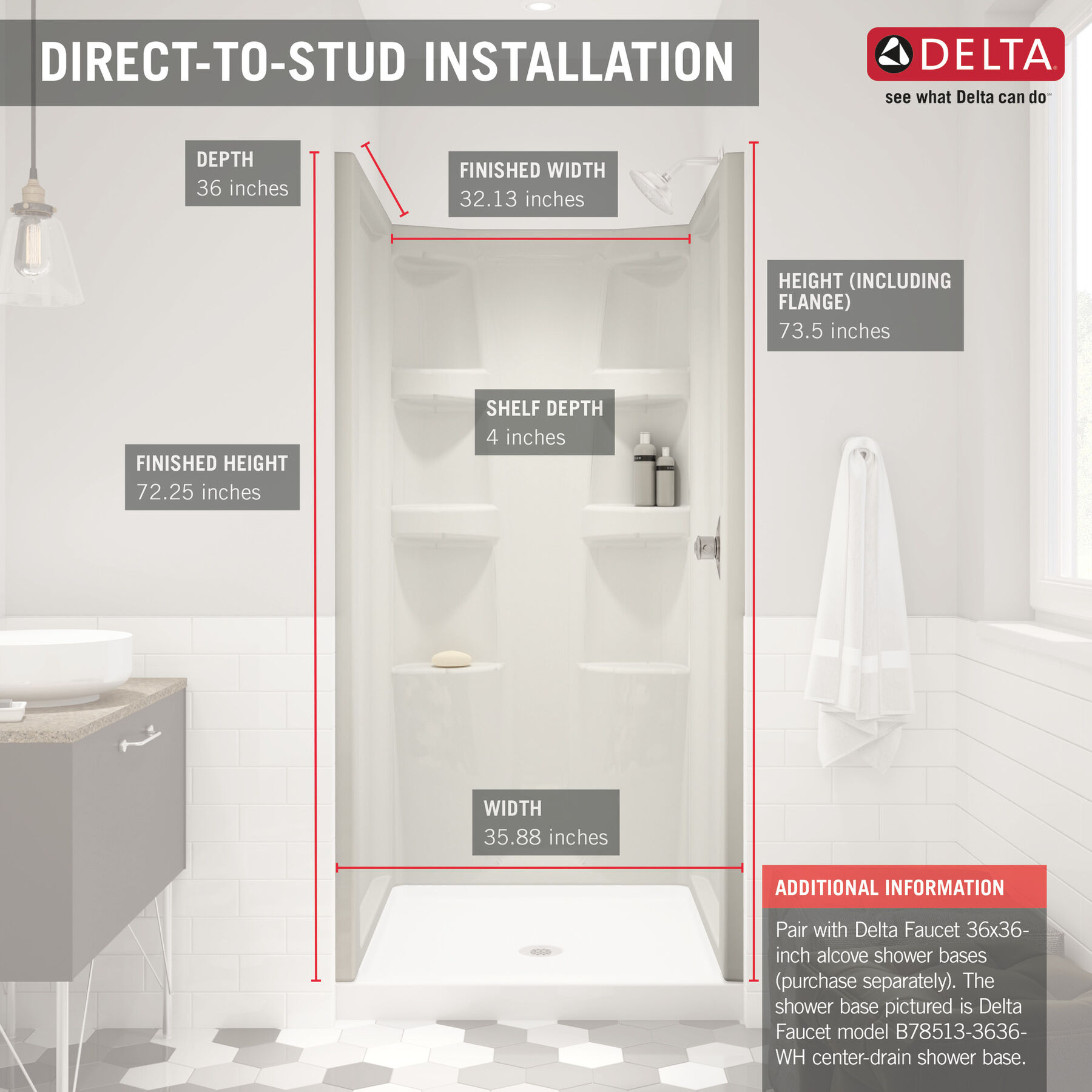Cerramiento para ducha ProCrylic de 36" Cerramiento de ducha, imagen 6