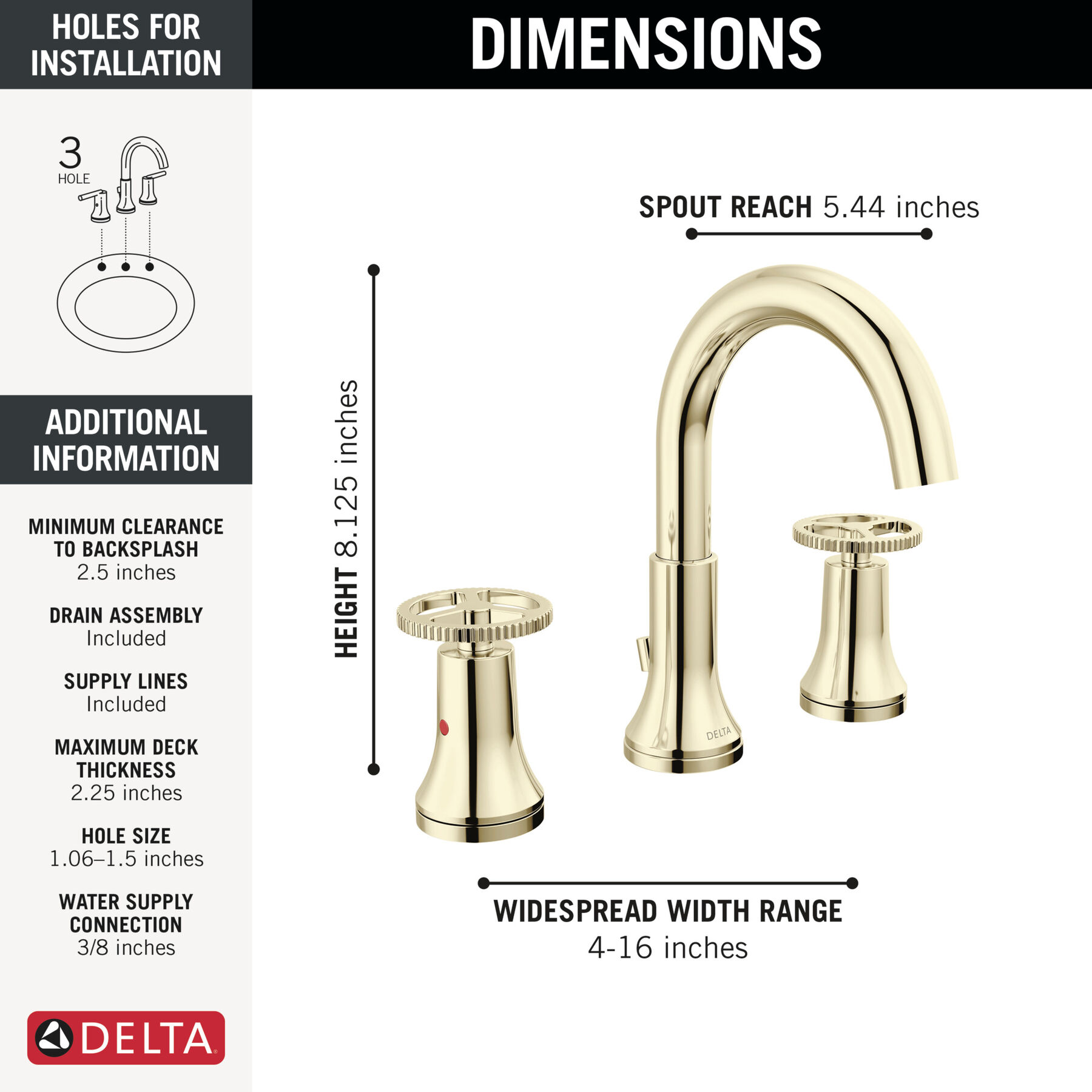 Llave para baño de extensión con dos manijas, imagen 1