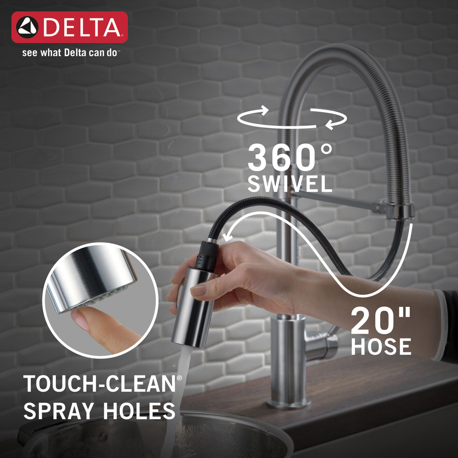 Single-Handle Pull-Down Spring Kitchen Faucet, image 7