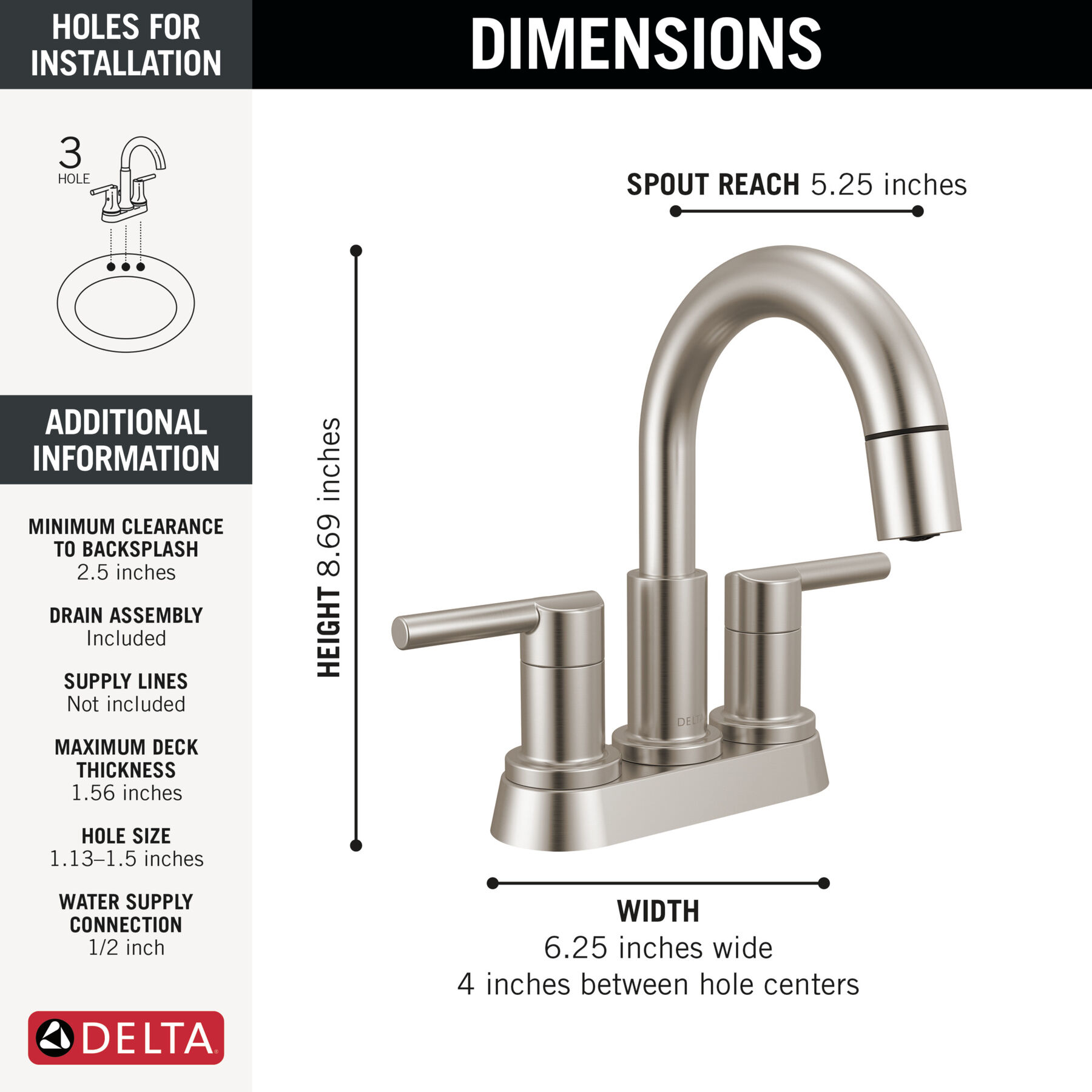 Llave para baño extensible de combinación de dos manijas, imagen 1