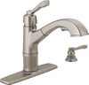 Llave extensible para cocina de una manija con dispensador de jabón