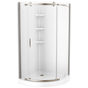 38x38 Corner Shower Bundle with Door - Frameless Round with Glue Up Wall Set