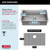 Lavabo de cocina con un receptáculo de acero inoxidable de 30" de montaje bajo encimera con accesorios