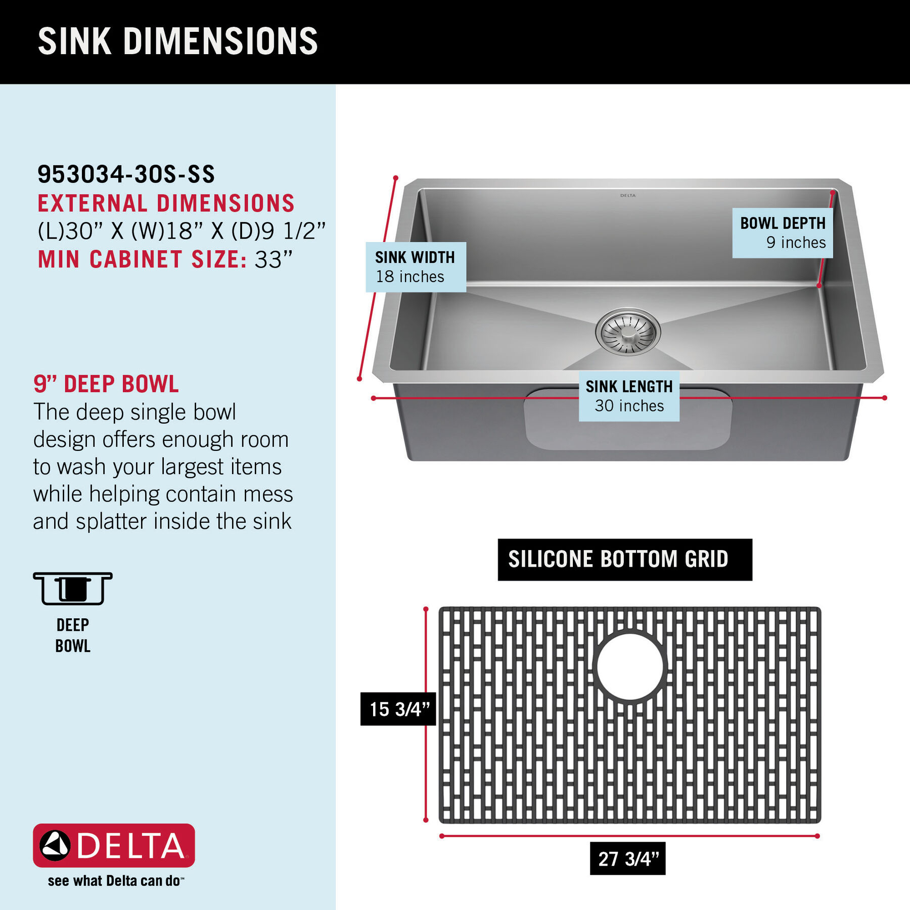 Lavabo de cocina con un receptáculo de acero inoxidable de 30" de montaje bajo encimera con accesorios, imagen 6