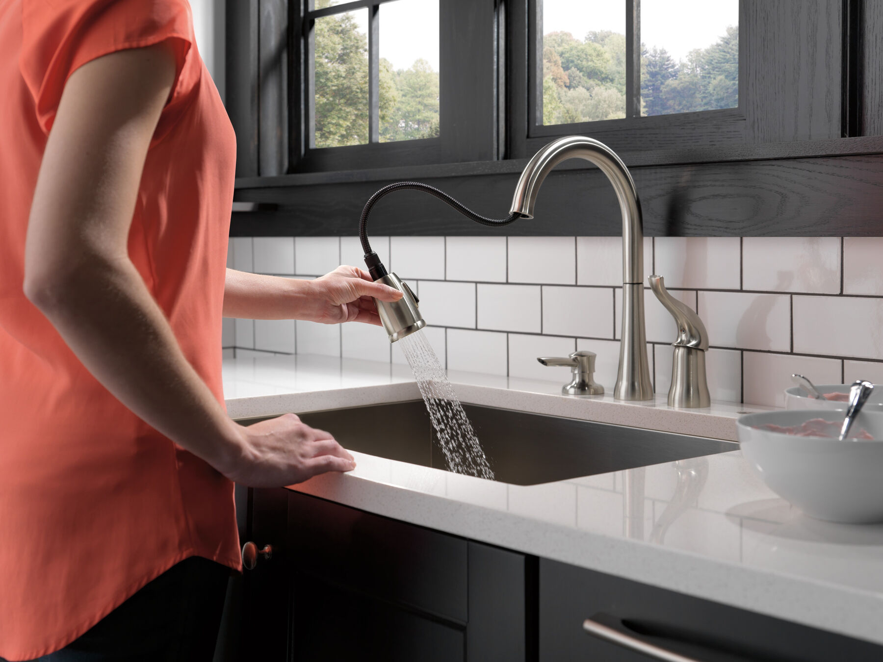 Llave para cocina monomando extensible con dispensador de jabón, imagen 2