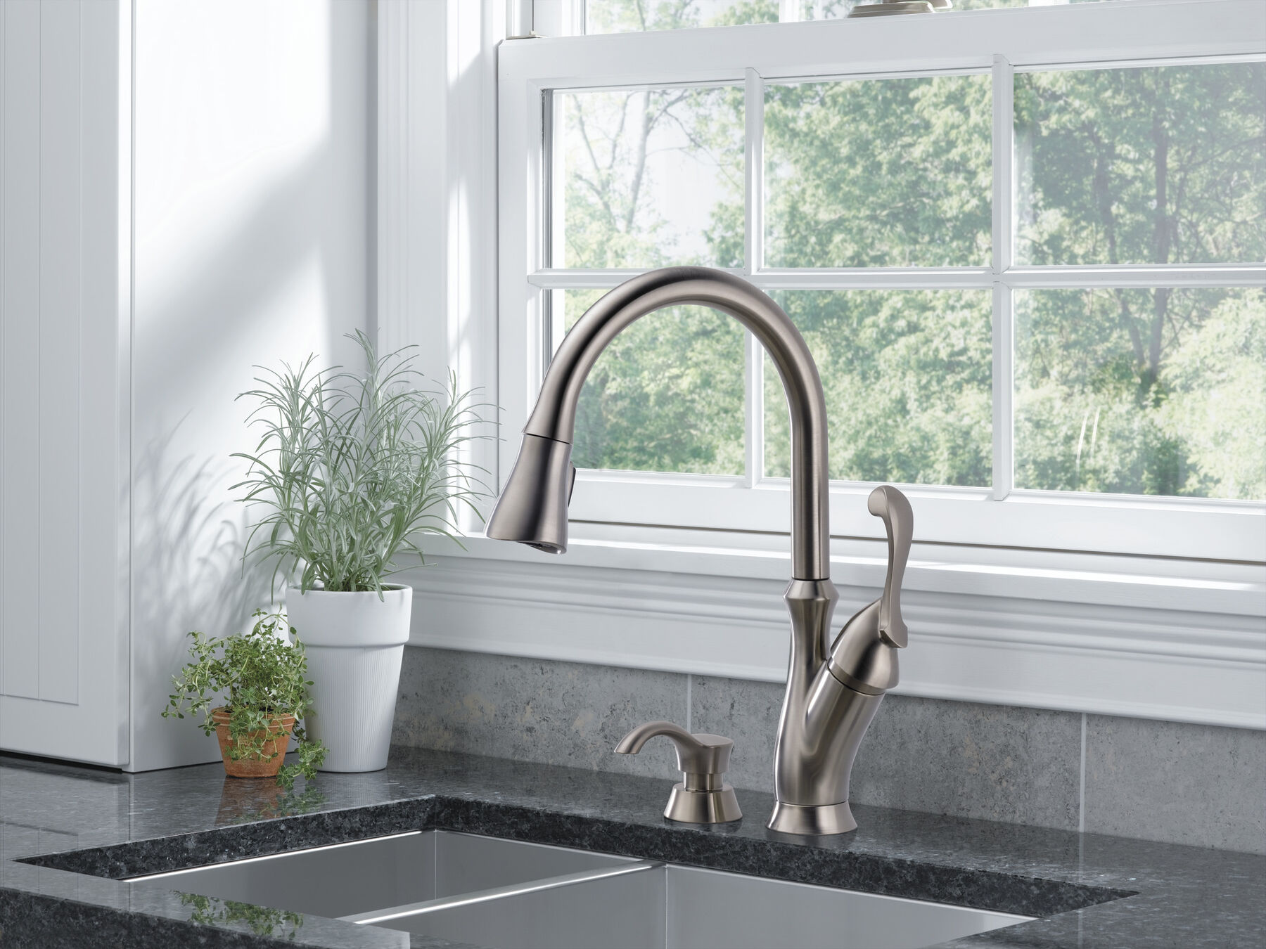 Llave para cocina monomando extensible con dispensador de jabón, imagen 9