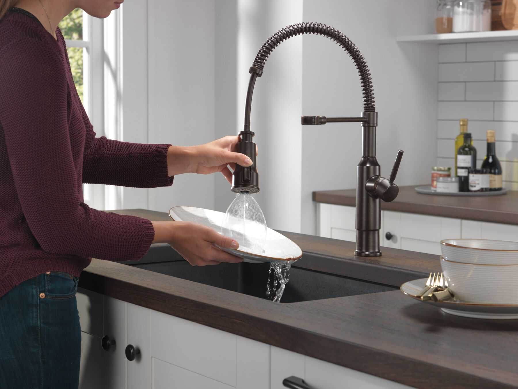 Single-Handle Pull-Down Spring Kitchen Faucet, image 5