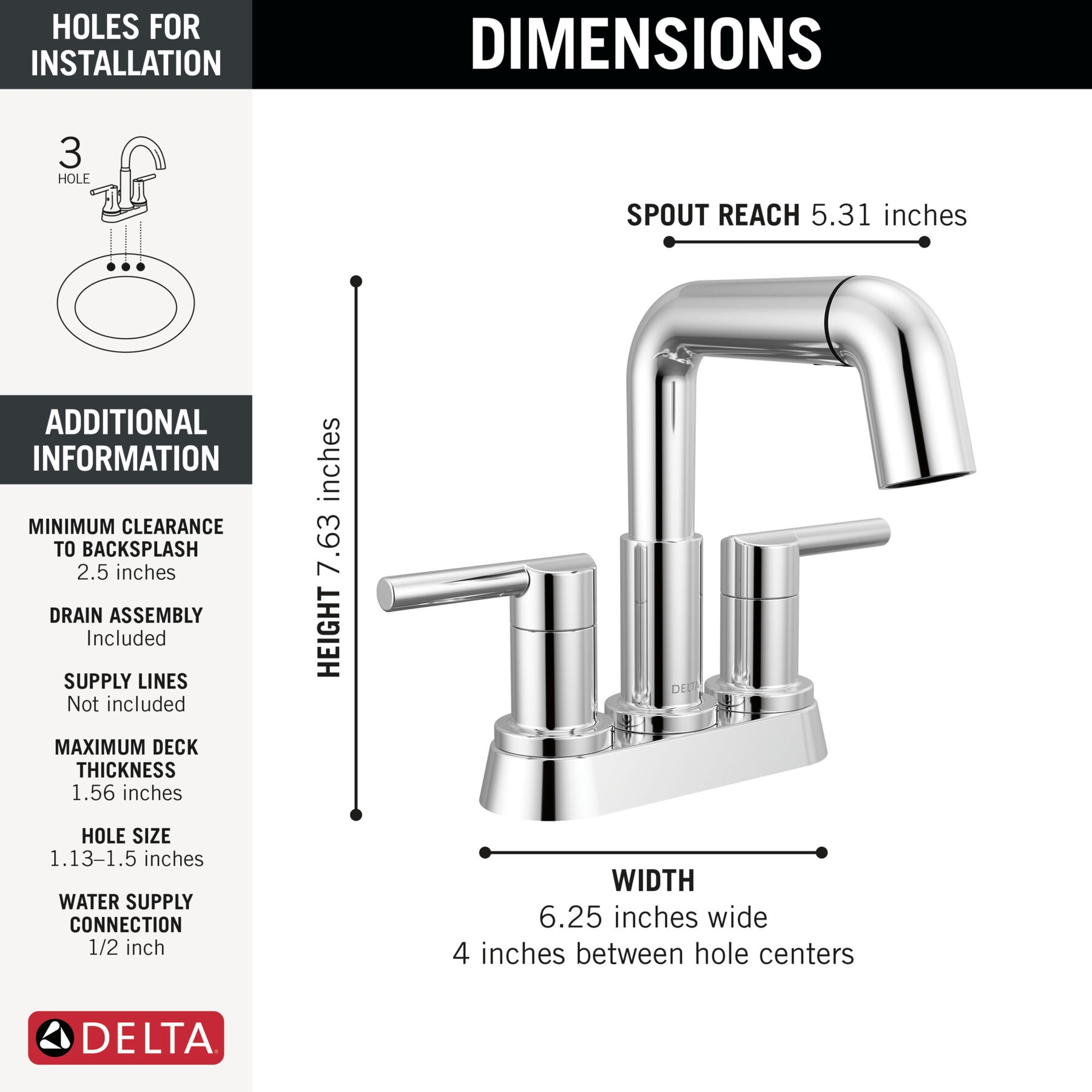 Llave para baño extensible de combinación de dos manijas, imagen 1