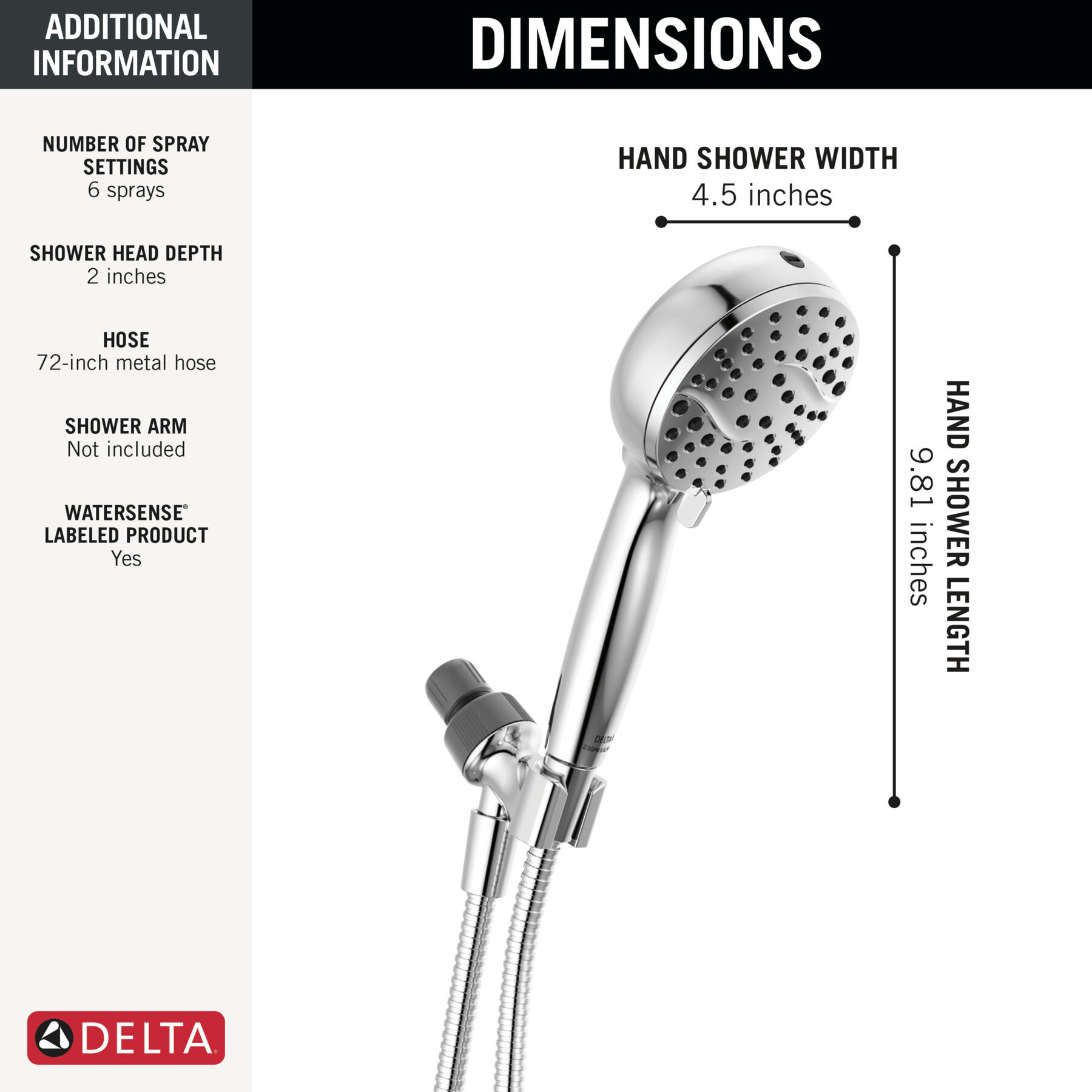 Ducha manual de 6 ajustes con rociado de limpieza, imagen 4