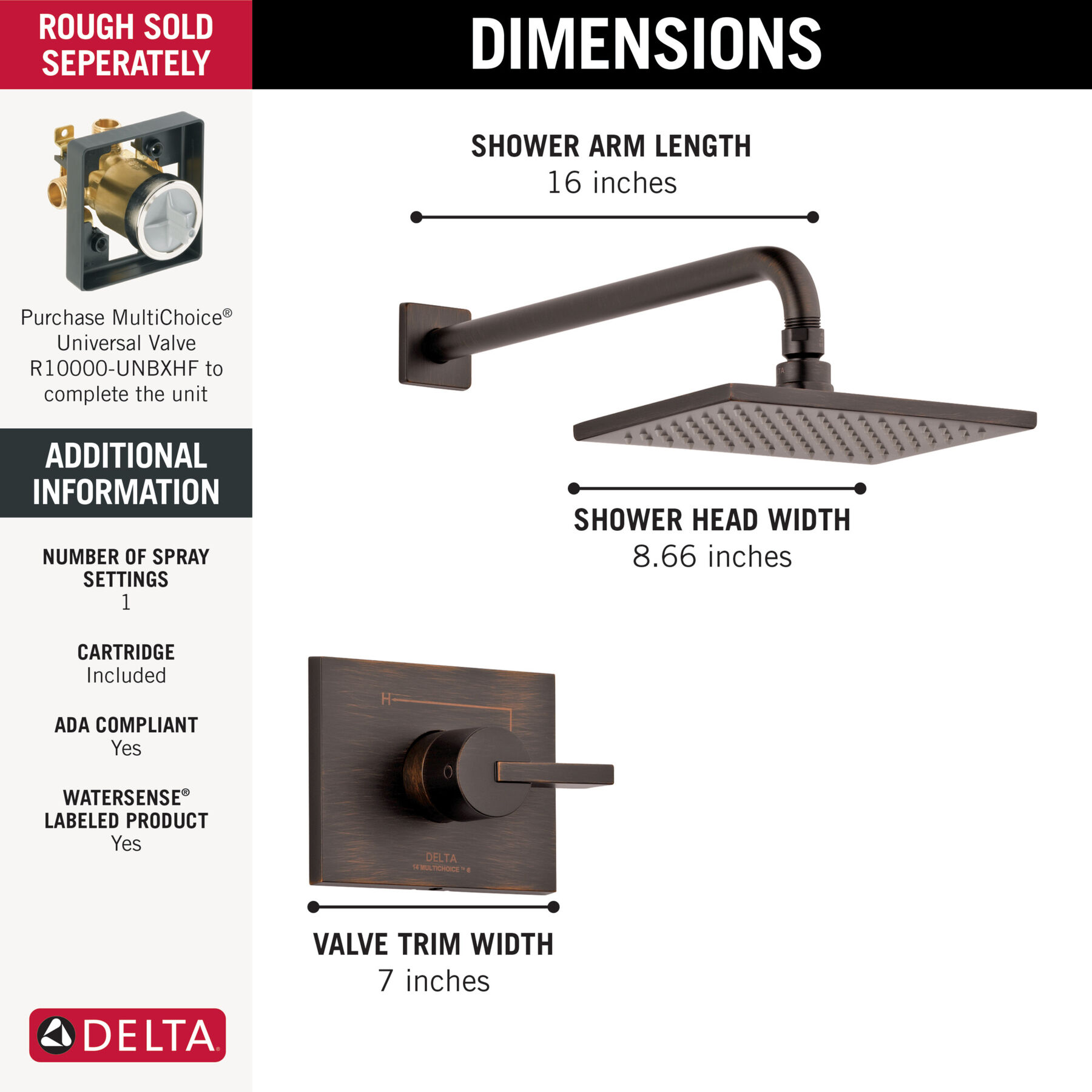 Widespread Lavatory Faucet with Shower Trim Bundle - 14 Series, image 2