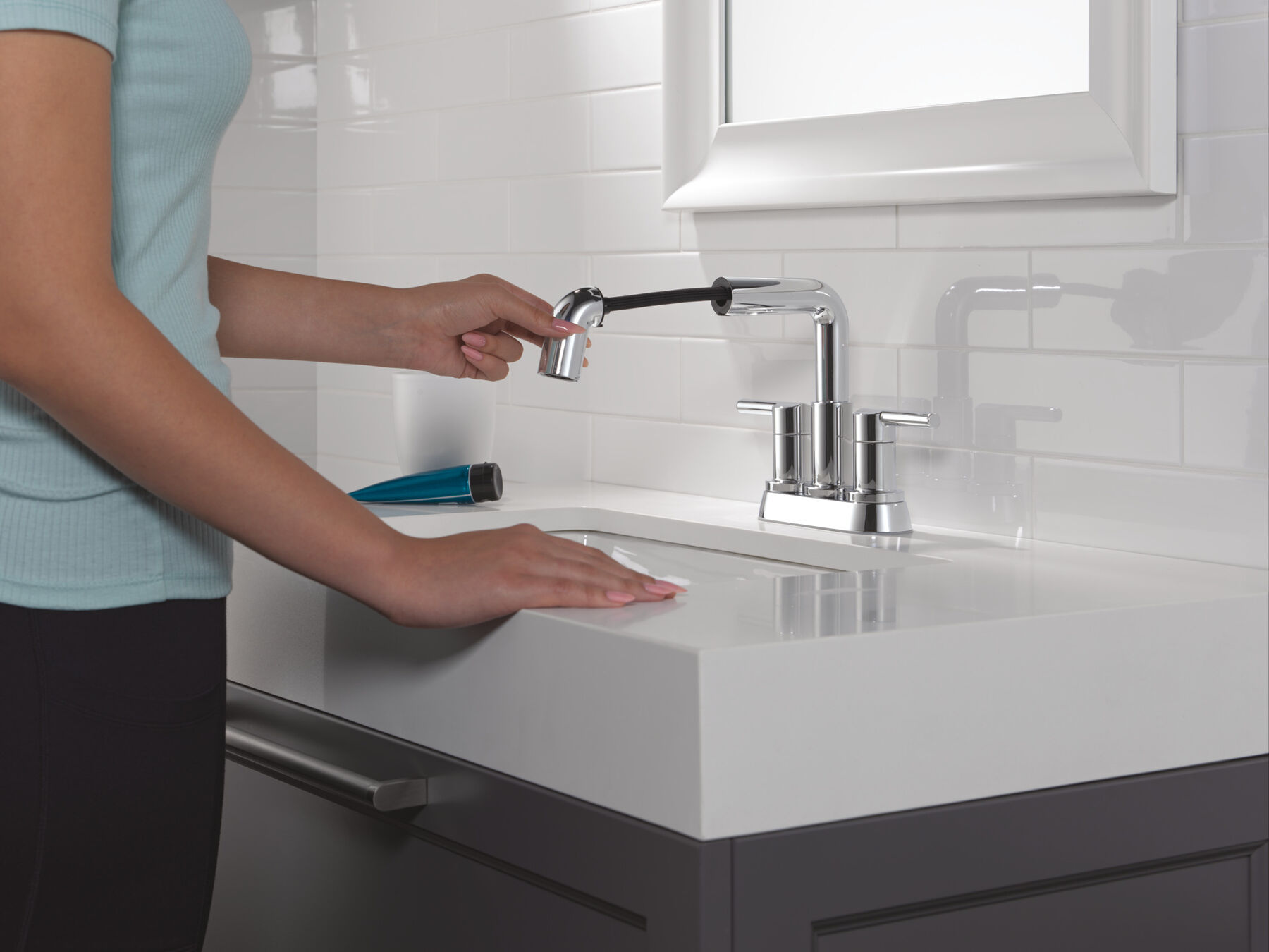Llave para baño extensible de combinación de dos manijas, imagen 3