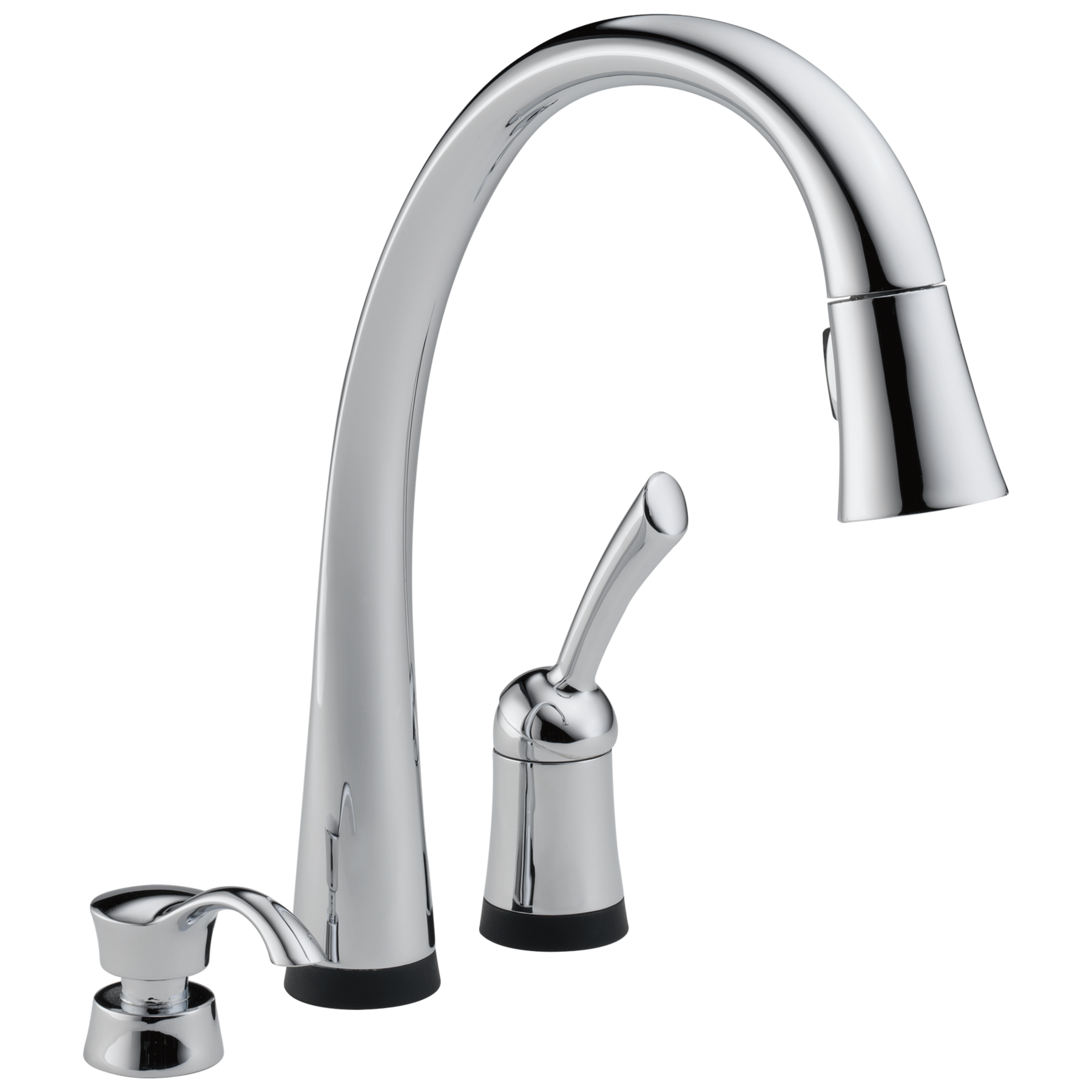 Llave deslizable de una manija para cocina con tecnología Touch2O® y dispensador de jabón