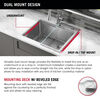 Lavabo de cocina tipo estación de trabajo con un receptáculo de acero inoxidable de 33" de montaje bajo encimera encastrado, con reborde WorkFlow™ y accesorios