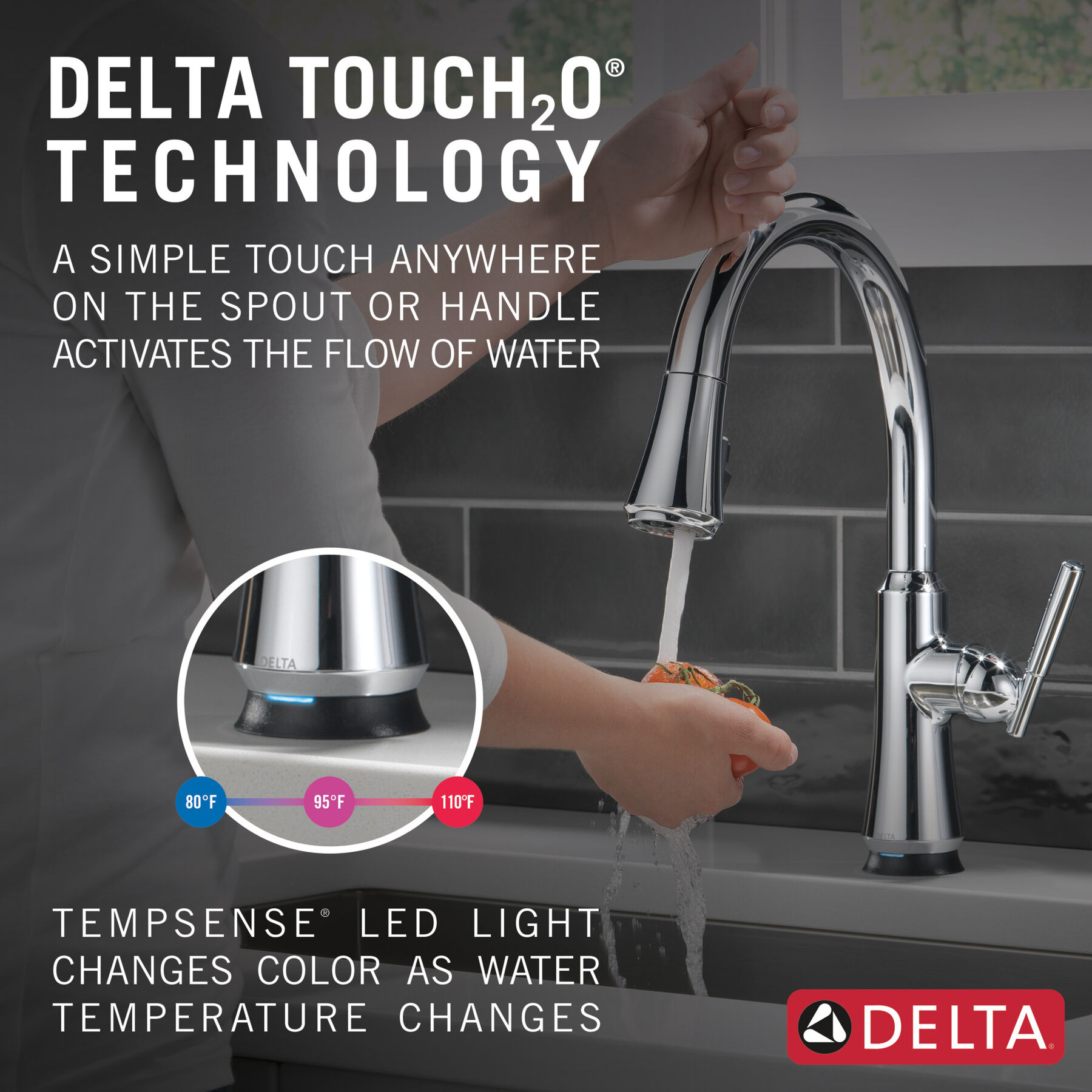 Single Handle Pull Down Kitchen Faucet with Touch2O Technology in Chrome  9179T-DST