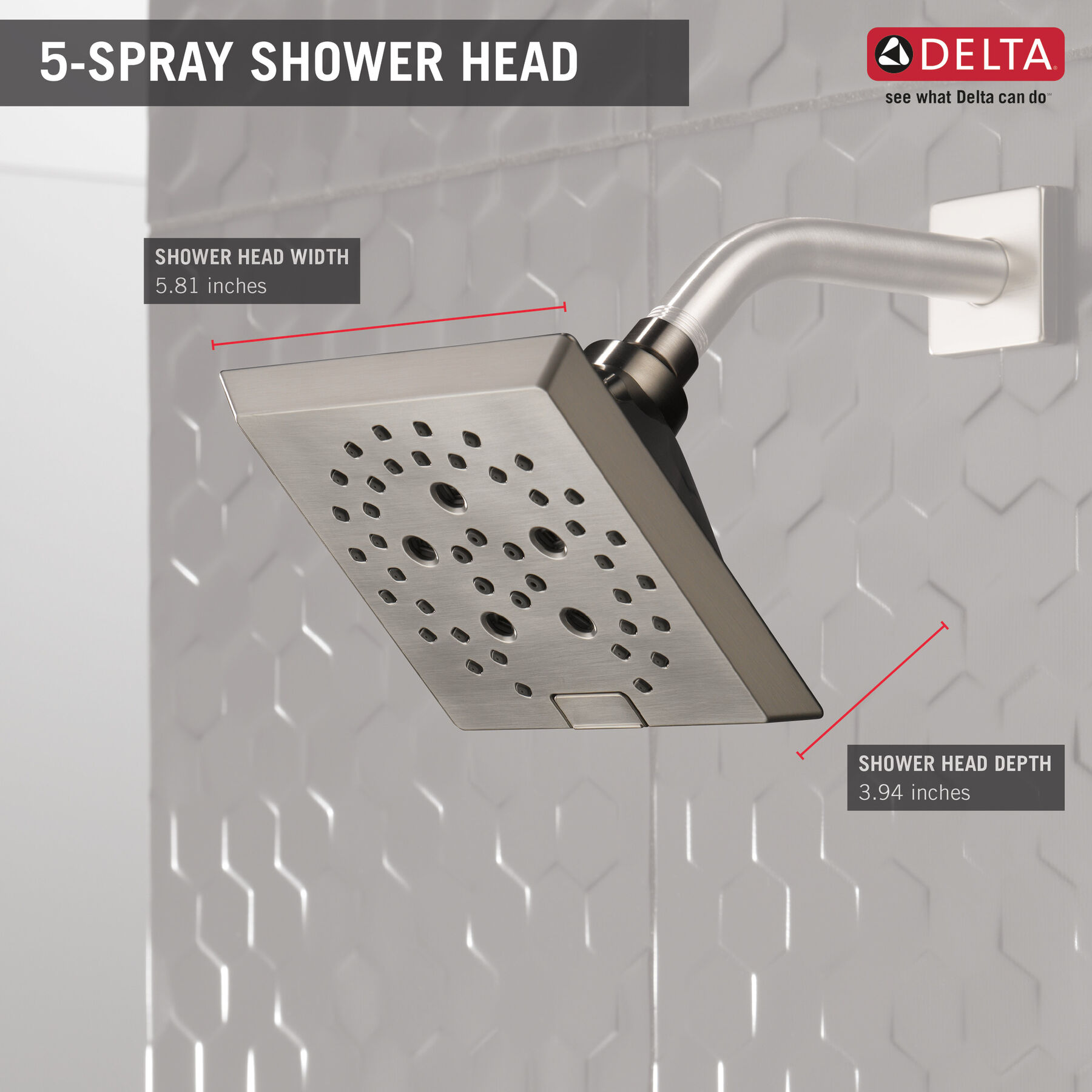Regadera tipo lluvia moderna angular H<sub>2</sub>Okinetic® de 5 funciones, imagen 2