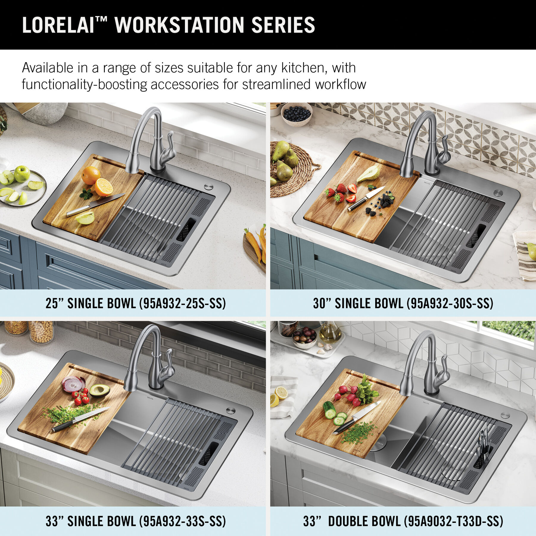 Lavabo de cocina tipo estación de trabajo con dos receptáculos de acero inoxidable calibre 16 de 33" de montaje superior encastrado, con reborde WorkFlow™ y accesorios, imagen 5