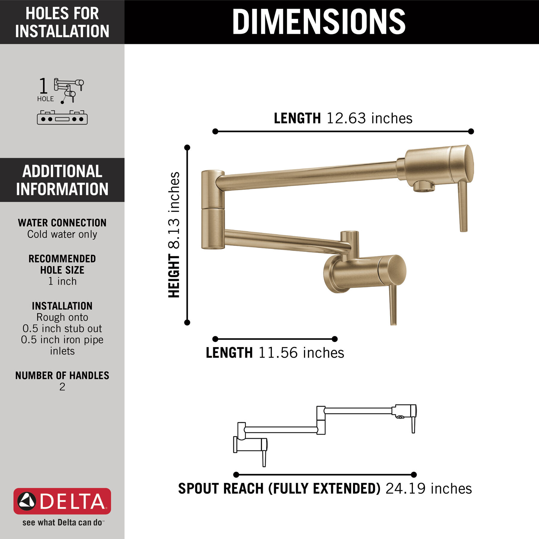 Llave para llenar ollas contemporánea para montaje en pared, imagen 1