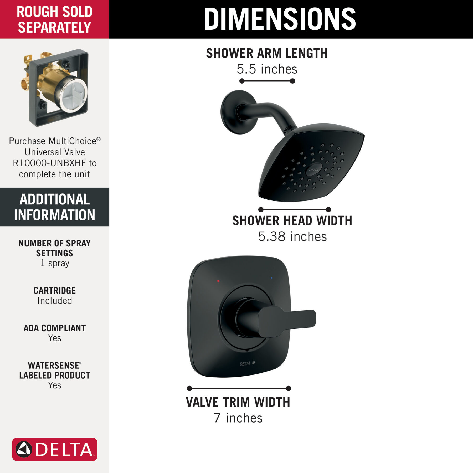 Single-Hole Lavatory Faucet with Shower Trim Bundle - 14 Series, image 2
