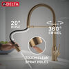 Llave para cocina extensible de una manija con tubo de salida con muelle