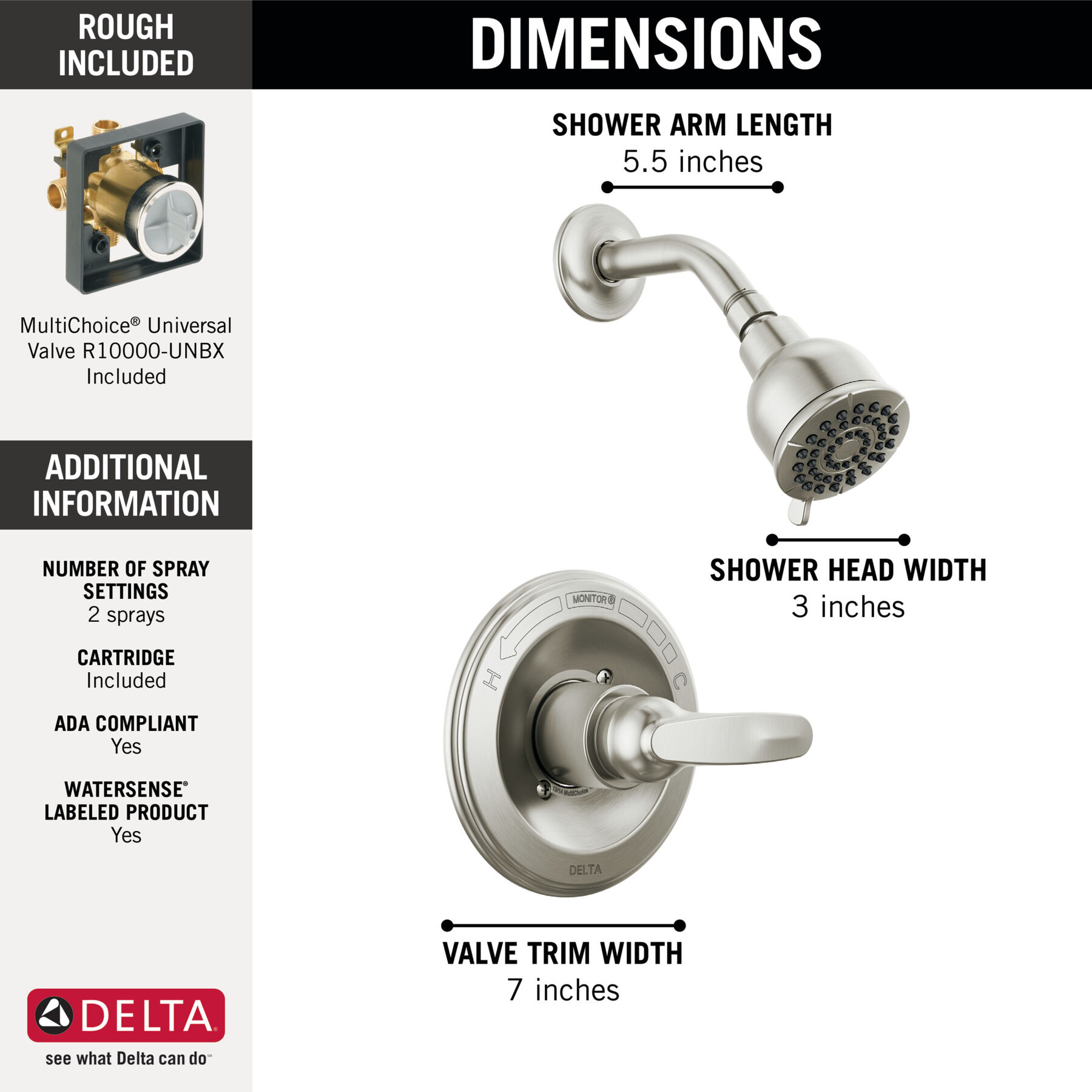 Shower Trim with Universal Rough Bundle - 13 Series, image 1